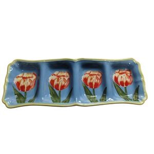 Certified International Tulip Serving Tray 4 Section‎ Pamela Gladding Dish